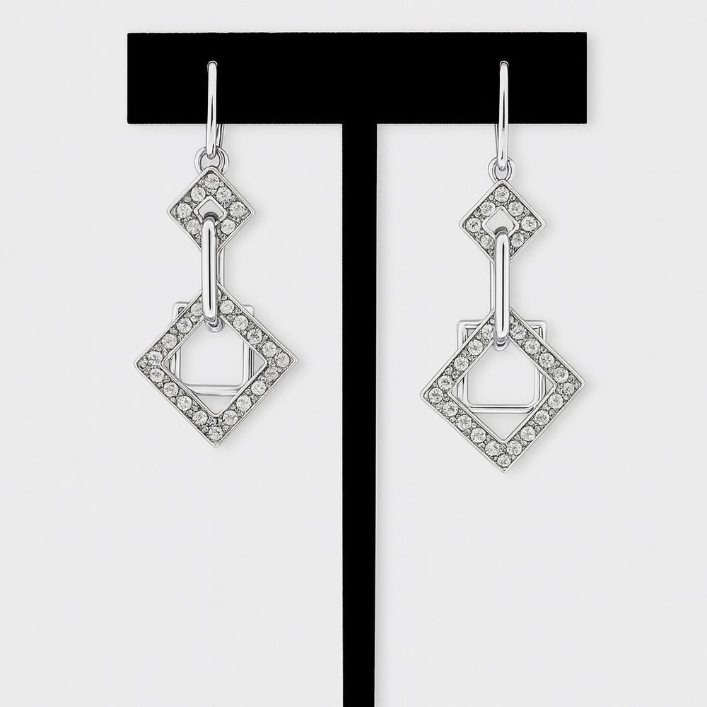 Silver‎ Geometric Dangle Earrings